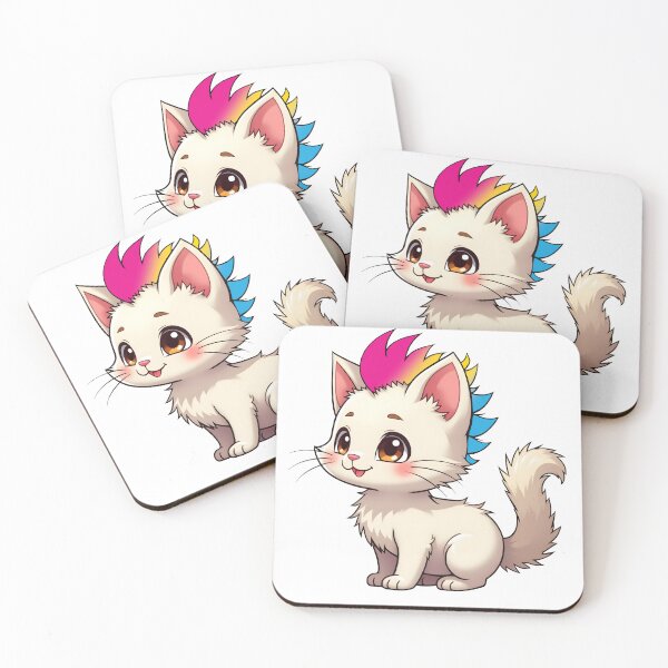 Item preview, Adorable Kawaii Kitty with Cute Pansexual Pride Rainbow Mohawk designed and sold by Travelslightly.
