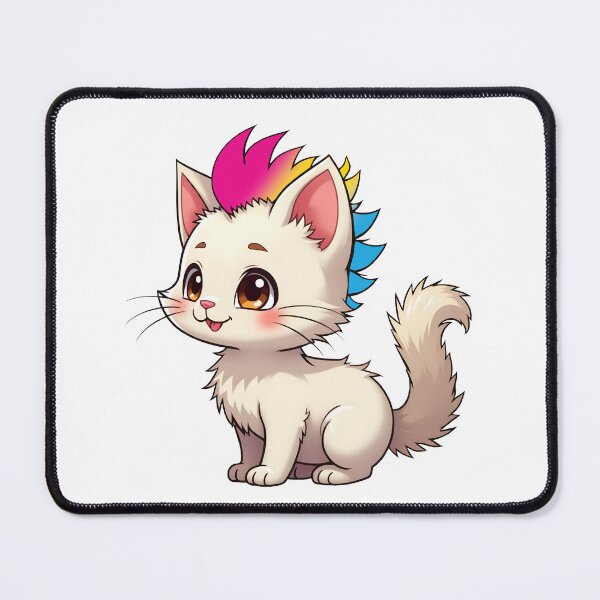 Item preview, Adorable Kawaii Kitty with Cute Pansexual Pride Rainbow Mohawk designed and sold by Travelslightly.