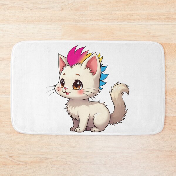 Item preview, Adorable Kawaii Kitty with Cute Pansexual Pride Rainbow Mohawk designed and sold by Travelslightly.
