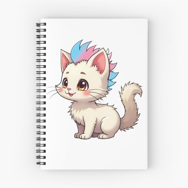 Item preview, Adorable Kawaii Kitty with Cute Transgender Pride Rainbow Mohawk designed and sold by Travelslightly.
