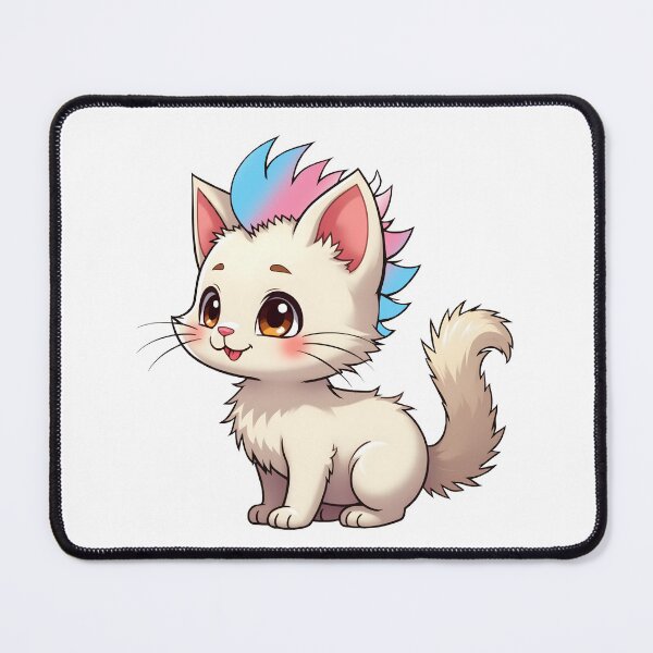 Item preview, Adorable Kawaii Kitty with Cute Transgender Pride Rainbow Mohawk designed and sold by Travelslightly.