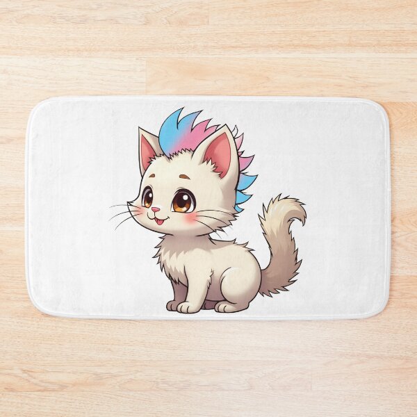 Item preview, Adorable Kawaii Kitty with Cute Transgender Pride Rainbow Mohawk designed and sold by Travelslightly.