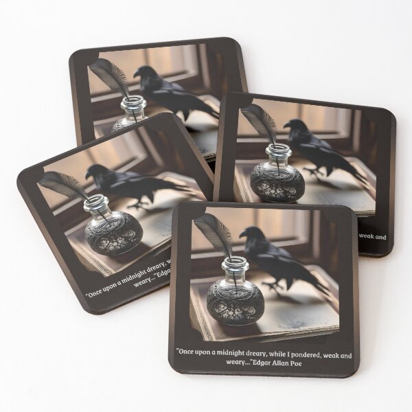 Item preview, Edgar Allan Poe Quote with Raven and Inkwell designed and sold by dreamparlor.