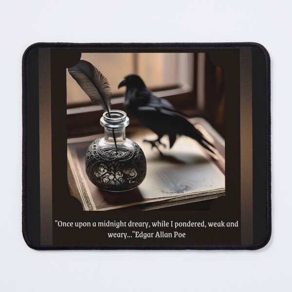 Item preview, Edgar Allan Poe Quote with Raven and Inkwell designed and sold by dreamparlor.