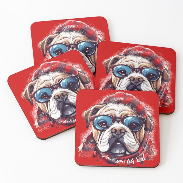 Item preview, I Love you fur real, Hipster bulldog, Custom Pet Goods From Photo, Custom Pet Gift, Christmas Gift, Design From Photo designed and sold by jindezign.