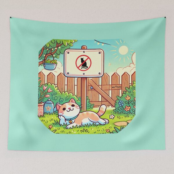 Item preview, "NO CATS ALLOWED" Rebel Cat - Funny Sticker designed and sold by WeLoveCatss.