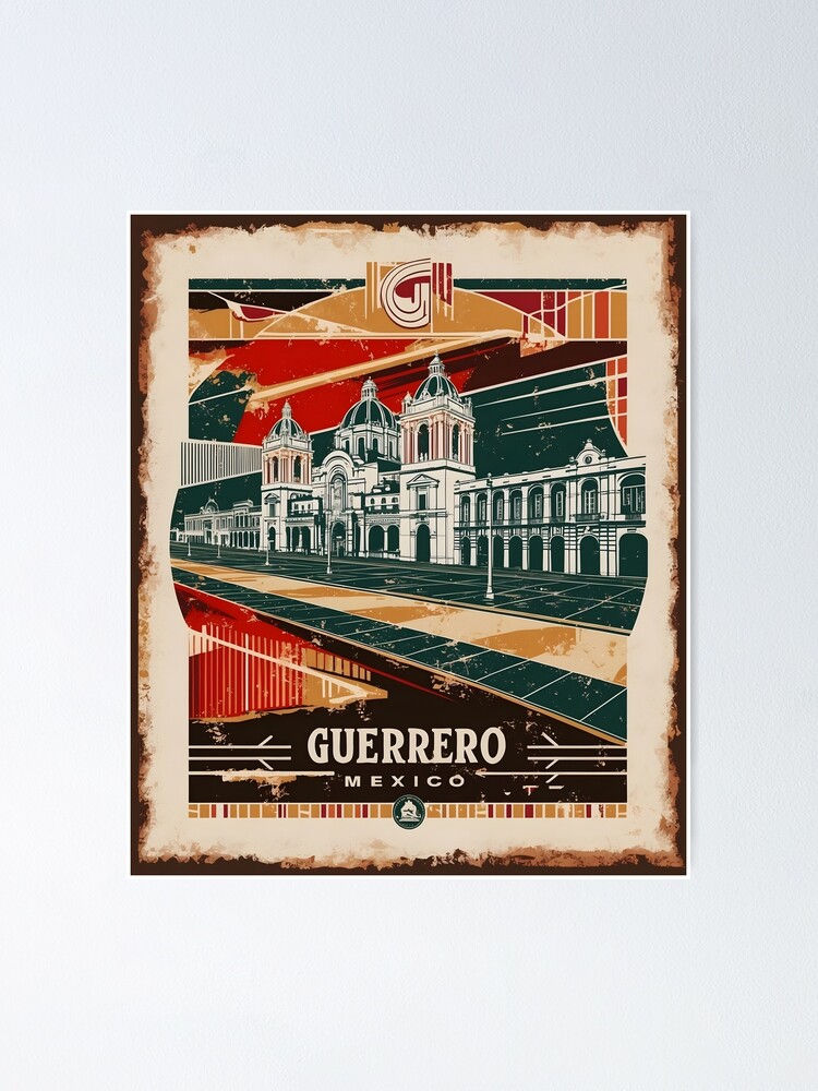 Guerrero Mexico 1950s Vintage Travel Tourism Poster 