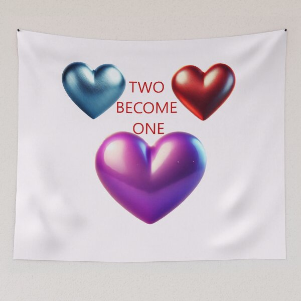 Item preview, Colorful hearts merging with 'Two Become One' text. designed and sold by hardingcarl2.