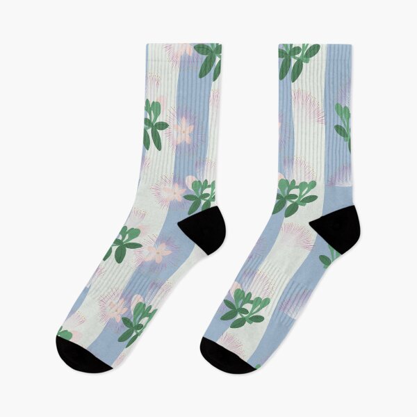 Item preview, Sea poison flowers and blue grandmillennial stripes designed and sold by Home Cyn Home.