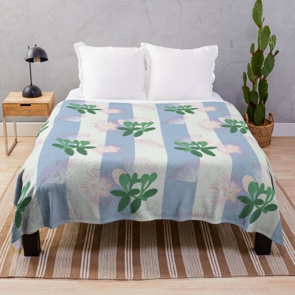 Item preview, Sea poison flowers and blue grandmillennial stripes designed and sold by Home Cyn Home.