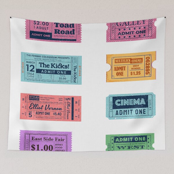 Item preview,   Admit One Movie Cinema Ticket Stub Sticker pack  designed and sold by ChuckleThreads.