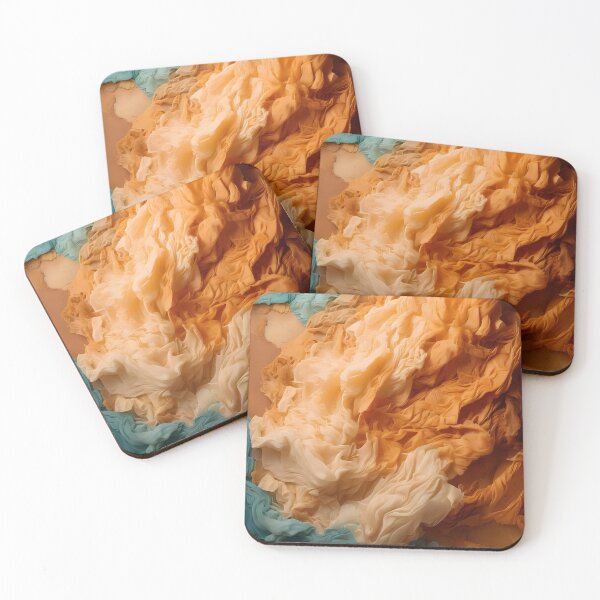 Item preview, Flowing layers of teal, beige, and orange create a dynamic, textured abstract with a sense of movement designed and sold by homydesign.
