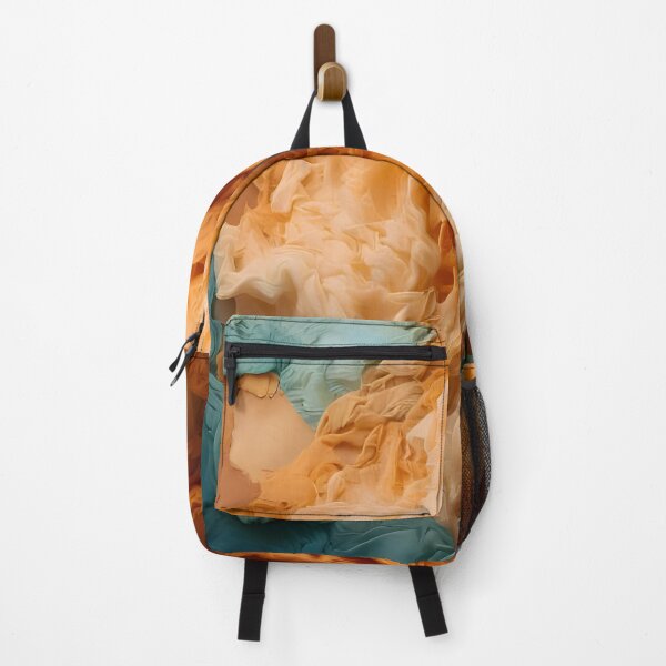 Item preview, Flowing layers of teal, beige, and orange create a dynamic, textured abstract with a sense of movement designed and sold by homydesign.