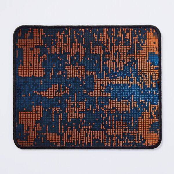 Item preview, Blue and orange digital LED cells on digital display or screen background. Generative Ai designed and sold by homydesign.