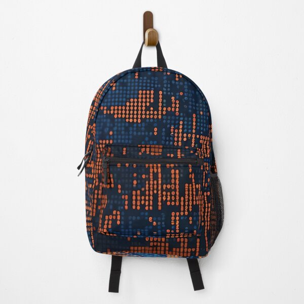 Item preview, Blue and orange digital LED cells on digital display or screen background. Generative Ai designed and sold by homydesign.