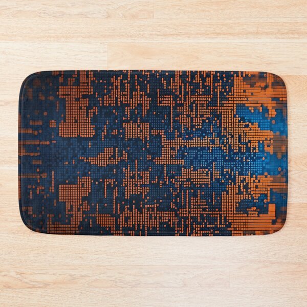 Item preview, Blue and orange digital LED cells on digital display or screen background. Generative Ai designed and sold by homydesign.