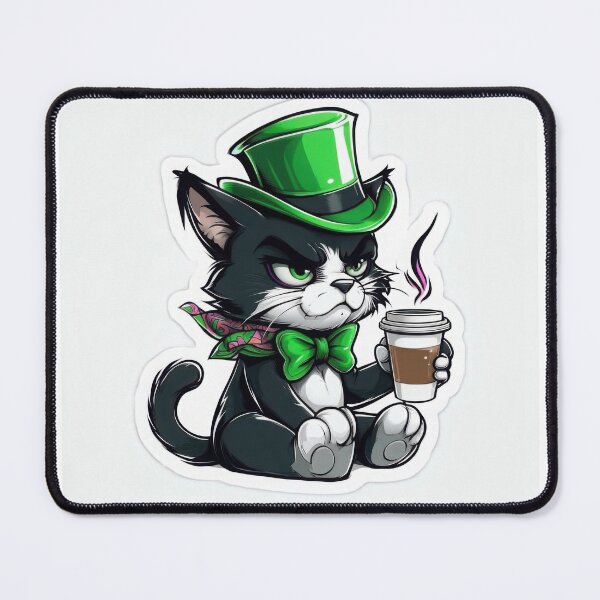 Artikelvorschau, Mürrische Smoking-Katze mit Kaffee entworfen und verkauft von MissCatDesigns.