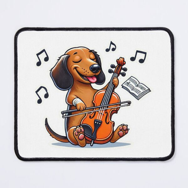 Item preview, Funny Dachshund Playing Music Sticker - Cute Dog Art designed and sold by Psycho-Crazy.