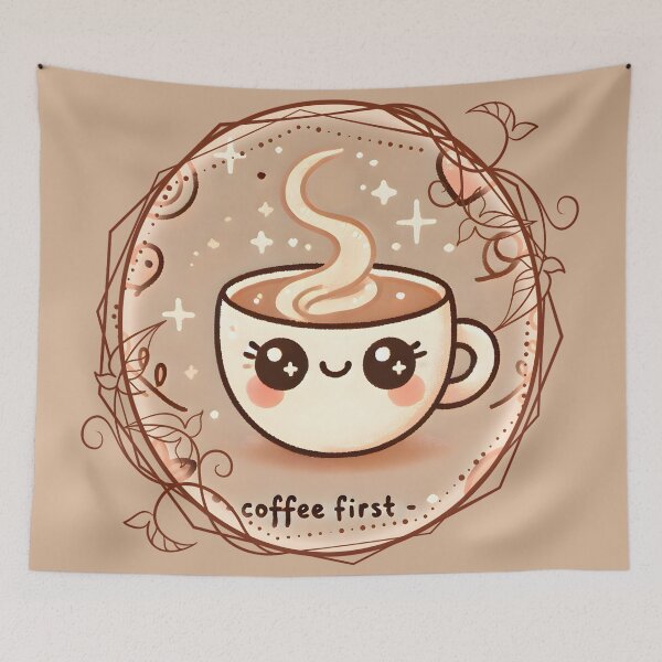 Item preview, Coffee First: Kawaii Cup of Happiness designed and sold by AdelkoDesigns.