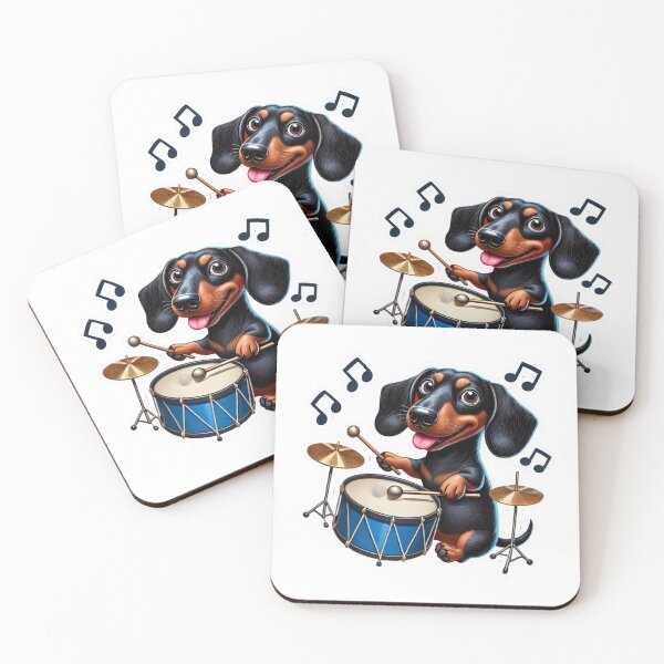 Artikelvorschau, Lustiger Dackel spielt Musik Aufkleber - Cute Dog Art 2 entworfen und verkauft von Psycho-Crazy.
