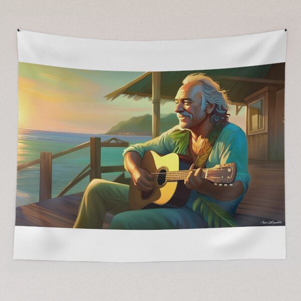 Item preview, Jimmy Buffet is Somewhere Serenading an Eternal Carribean Sunset. Rest In Peace, Jimmy designed and sold by WynsomeArt.