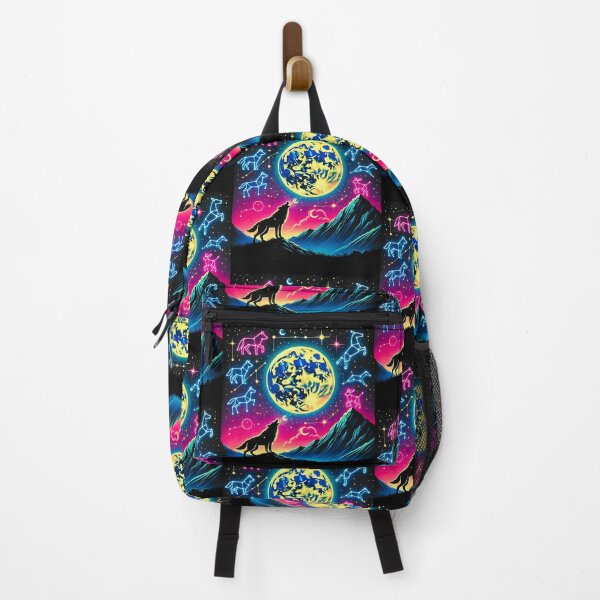 Item preview, Neon Wolf Under Vibrant Constellations designed and sold by Taans-Creation.