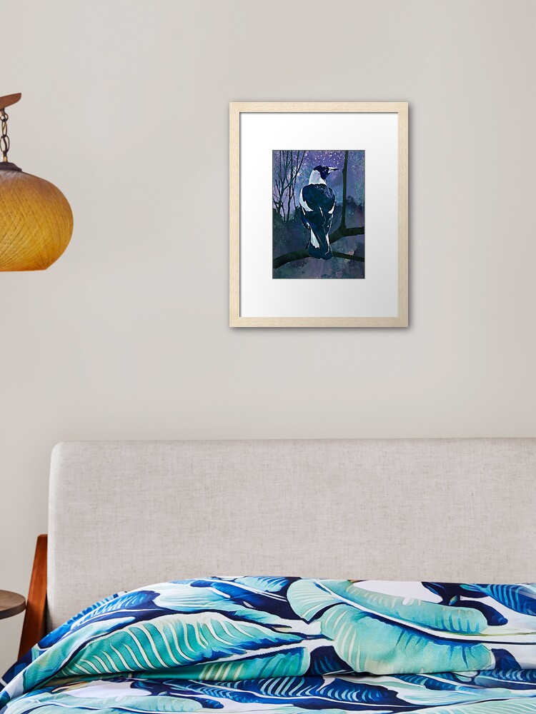Thumbnail 2 of 7, Framed Art Print, Moonlit Magpie designed and sold by design9.
