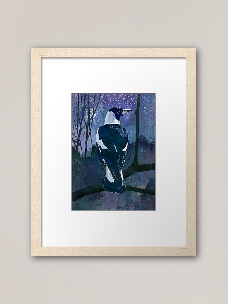 Thumbnail 1 of 7, Framed Art Print, Moonlit Magpie designed and sold by design9.