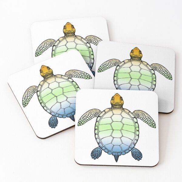 Item preview, Vibrant AroAce Agender Pride Turtle Illustration designed and sold by Travelslightly.
