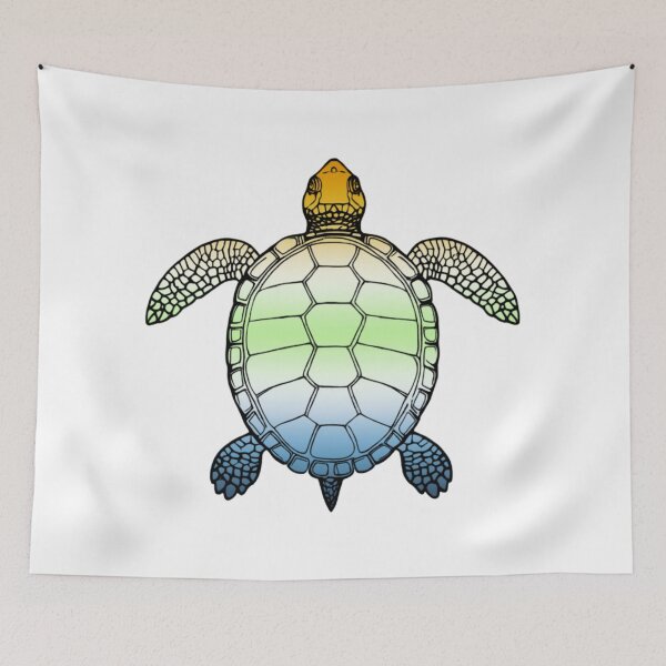 Item preview, Vibrant AroAce Agender Pride Turtle Illustration designed and sold by Travelslightly.