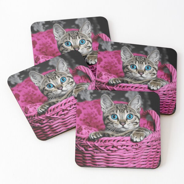 Item preview, Bengal Cat In A Pink Basket designed and sold by Nocturne  Paws.