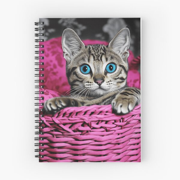 Item preview, Bengal Cat In A Pink Basket designed and sold by Nocturne  Paws.
