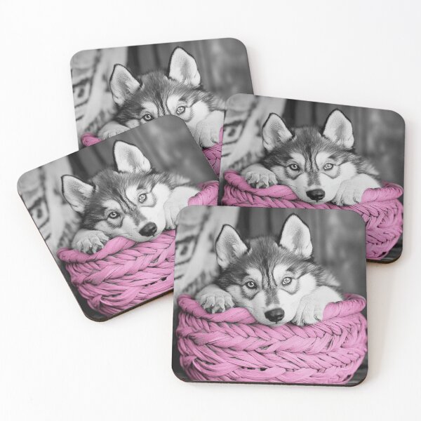 Item preview, Wolfdog In A Pink Basket designed and sold by Nocturne  Paws.