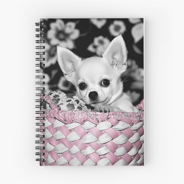 Item preview, White Chihuahua In A Pink Basket designed and sold by Nocturne  Paws.