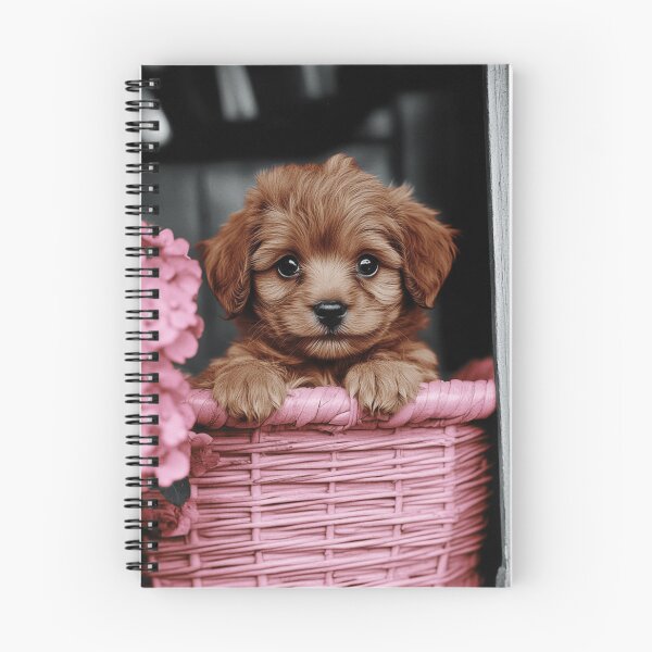 Item preview, Cavoodle en una canasta rosa designed and sold by Nocturne Paws.