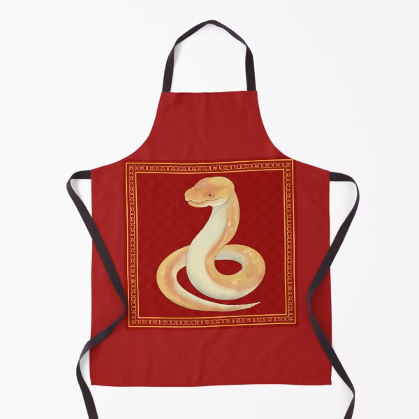 Item preview, Serpent's Charm: Chinese Year of the Snake Design in Red and Gold designed and sold by VintageArtByIda.