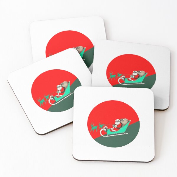 Item preview, Santa Riding Sleigh , Funny Christmas , Reindeer Santa Graphic, Retro Holiday , Festive Green and Red designed and sold by Indyadizine.