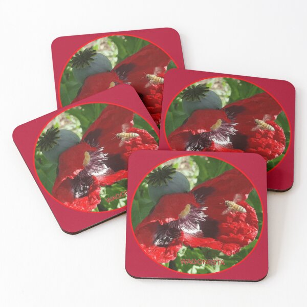 Item preview, Floral Oriental Poppy with Bee by Wagonesta  designed and sold by Wagonesta.