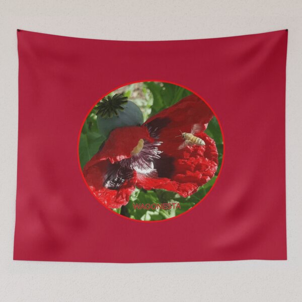 Item preview, Floral Oriental Poppy with Bee by Wagonesta  designed and sold by Wagonesta.