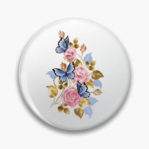 Artikelvorschau, Symmetrischer Rahmen mit rosa Rosen und Schmetterlingen entworfen und verkauft von Blackmoon9.