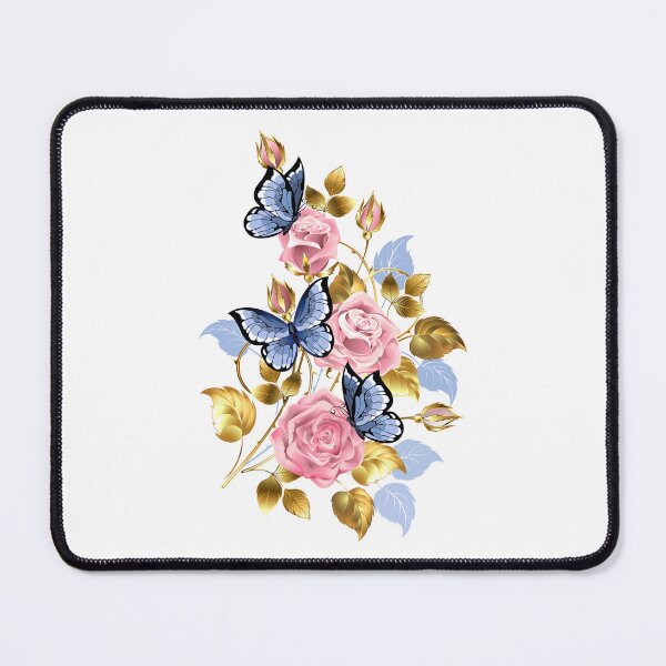 Artikelvorschau, Symmetrischer Rahmen mit rosa Rosen und Schmetterlingen entworfen und verkauft von Blackmoon9.