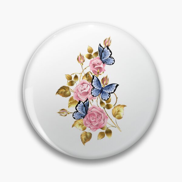 Artikelvorschau, Symmetrischer Rahmen mit rosa Rosen und Schmetterlingen entworfen und verkauft von Blackmoon9.