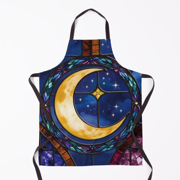 Artikelvorschau, Himmlischer Glasmalerei-Druck Mond und Sterne, Kunstglas-Sternenhimmel-Design entworfen und verkauft von PixelStoneDesign .