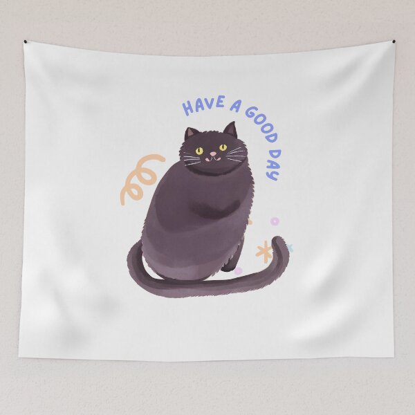 Item preview, Black Cat says "have a good day" designed and sold by Vibes-vintage.