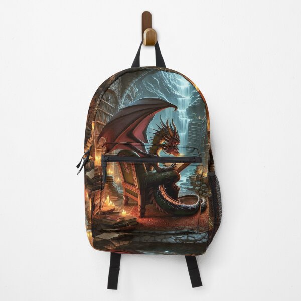 Item preview, Book Dragon who loves reading Gothic magic books in his library dungeon cave DND, D&D fantasy,Bookish Nerd designed and sold by TheTimeTaxi.