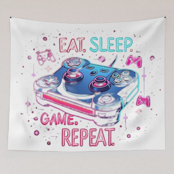 Item preview, Neon Gaming T Shirt | Eat Sleep Game Repeat Funny Gaming Tee designed and sold by InsightA.