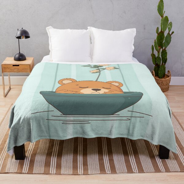 Item preview, Sleeping Bear Illustration With Flowers designed and sold by GoldenTealArts.