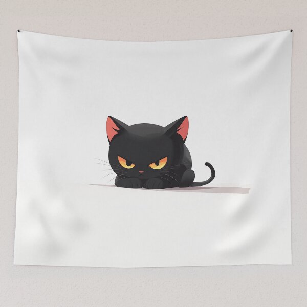 Item preview, Angry Black Cat Cartoon Illustration designed and sold by GoldenTealArts.