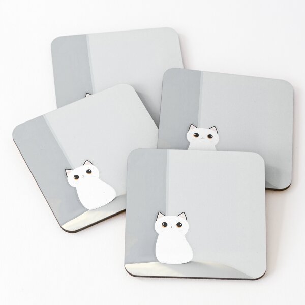 Item preview, Cute White Cartoon Cat Illustration designed and sold by GoldenTealArts.