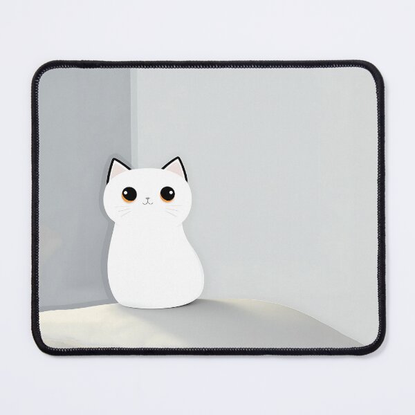 Item preview, Cute White Cartoon Cat Illustration designed and sold by GoldenTealArts.